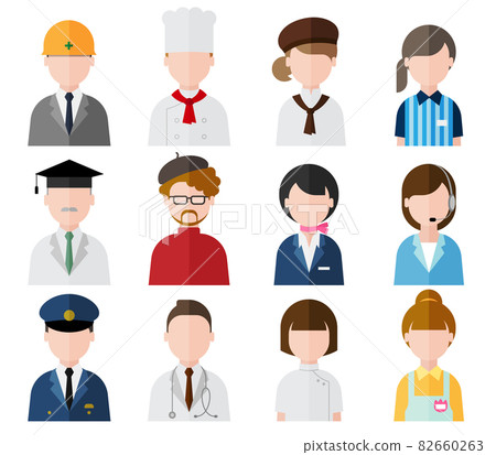 Person upper body icon / avatar (by occupation / industry) 82660263