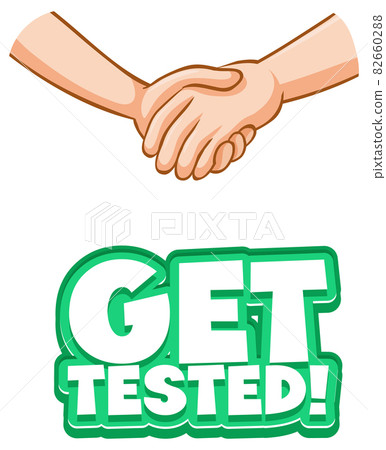 Get Tested font in cartoon style with hands holding together isolated on white background Get Tested font in cartoon style with hands holding together isolated on white background 82660288