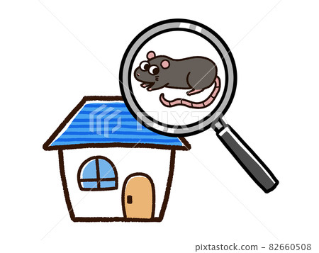 A house with a rat, magnifying glass A house with a rat, magnifying glass 82660508