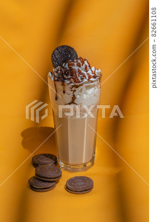 Coffee with Ice cream, cake and chocolate. Coffee with Ice cream, cake and chocolate. 82661108