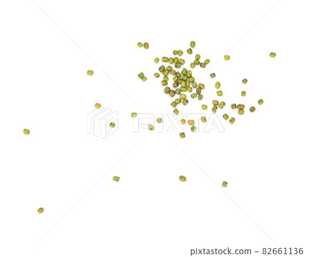 Flat lay (top view) of Mung bean (Vigna radiata) seeds isolated on white background. Flat lay (top view) of Mung bean (Vigna radiata) seeds isolated on white background. 82661136