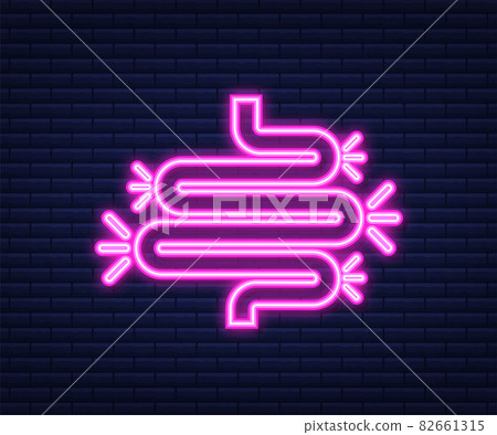 Colitis for medical design. Gastroenterology. Gut constipation icon design. Health care. Neon icon. Vector illustration. Colitis for medical design. Gastroenterology. Gut constipation icon design. Health care. Neon icon. Vector illustration. 82661315