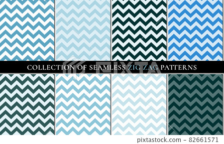 Blue Set of seamless zigzag chevron pattern 82661571