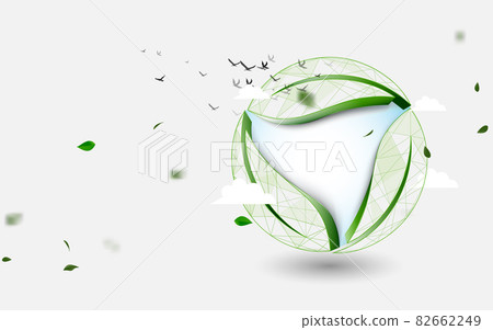 3d recycle icon. Recycle leaves. with globe. Environment concept. Vector illustration 3d recycle icon. Recycle leaves. with globe. Environment concept. Vector illustration 82662249