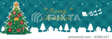 Banner Christmas Christmas tree Santa Claus cityscape frame background cute illustration material 82662327