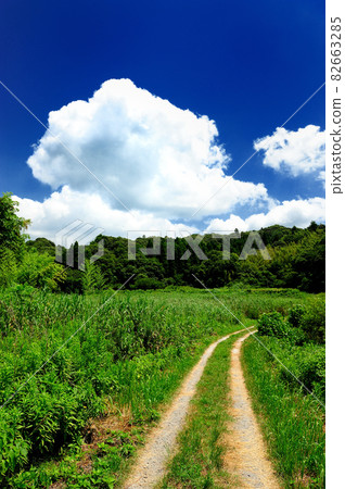 Blue sky and white clouds in midsummer satoyama 82663285