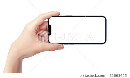 Hand holding the smartphone in the horizontal position 82663625