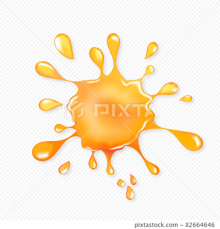 Orange blob. Glossy slime blot on transparent background. Vector Illustration. Realistic color texture. 82664646