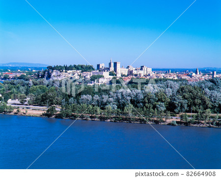 France Avignon Rhone river and townscape 82664908