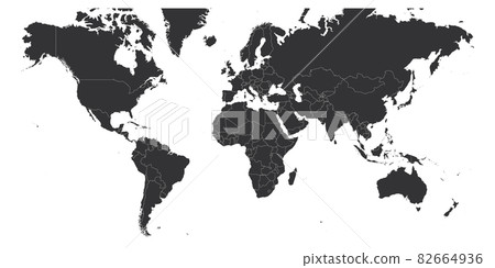 Map of World. Mercator projection. High detailed political map of countries and dependent territories. Simple flat vector illustration Map of World. Mercator projection. High detailed political map of countries and dependent territories. Simple flat vector illustration 82664936
