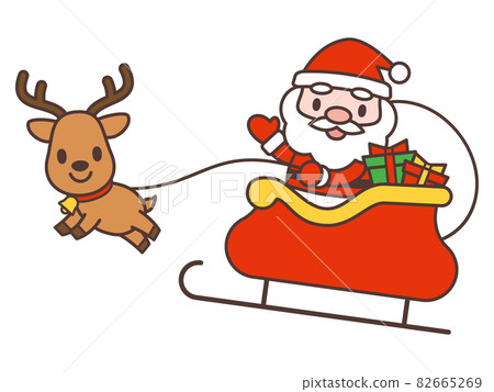 Cute Santa Claus character flying on a sleigh - Stock Illustration ...