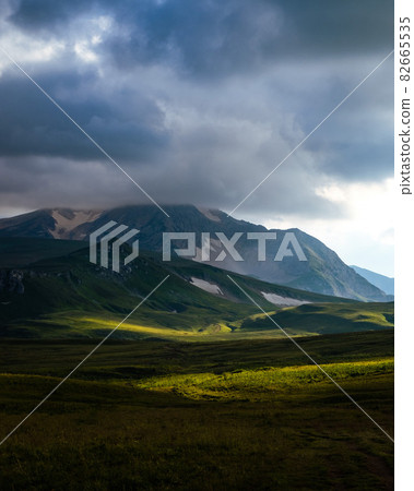 Photography of the mountain Oshten. Dramatic sky 82665535