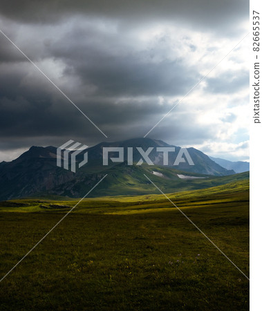 Photography of the mountain Oshten. Dramatic sky Photography of the mountain Oshten. Dramatic sky 82665537