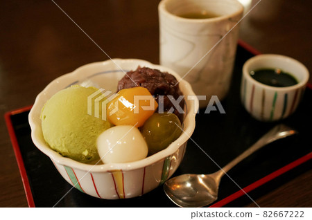 Shiratama Matcha Cream Anmitsu Set 82667222