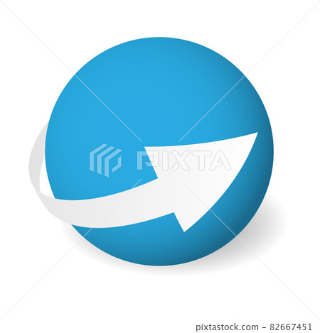 Loop circle arrow icon around sphere. Abstract symbol. Simple 3D vector sign with dropped shadow. 82667451