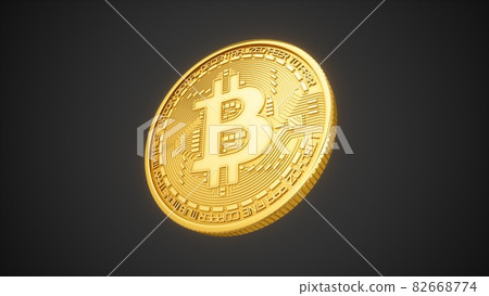 3D Rendering Golden Bitcoin isolated on dark background 82668774