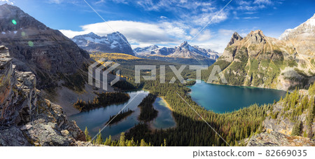 Glacier Lake with Canadian Rocky Mountains 82669035
