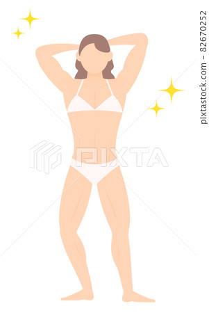 健美女人雙手放在腦後擺姿勢 健美女人雙手放在腦後擺姿勢 82670252