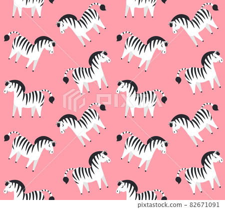 Vector seamless pattern of flat hand drawn zebra - Stock Illustration ...