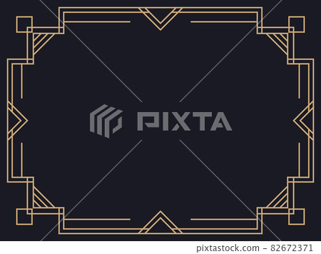 Art deco frame. Vintage linear border. Design a template for invitations, leaflets and greeting cards. Geometric golden frame. The style of the 1920s - 1930s. Vector illustration Art deco frame. Vintage linear border. Design a template for invitations, leaflets and greeting cards. Geometric golden frame. The style of the 1920s - 1930s. Vector illustration 82672371