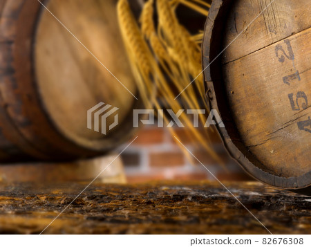 setting with beer barrels in the cellar setting with beer barrels in the cellar 82676308