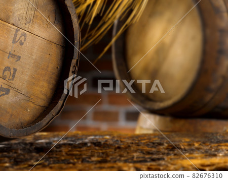 setting with beer barrels in the cellar setting with beer barrels in the cellar 82676310