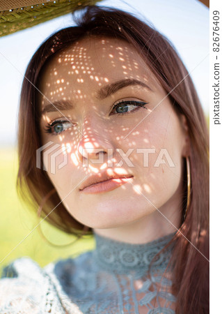 Girl with dark hair portrait Girl with dark hair portrait 82676409