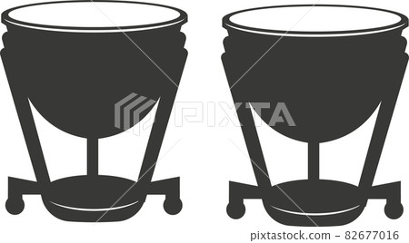 Black flat silhouette of timpani. A vector image. 82677016