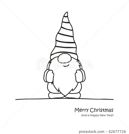 cute christmas dwarf cartoon for coloring book 82677726