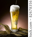poured fresh frothy beer mug 82678356