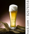 poured fresh frothy beer mug 82678358