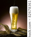 poured fresh frothy beer mug 82678361