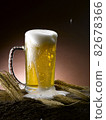 poured fresh frothy beer mug 82678366