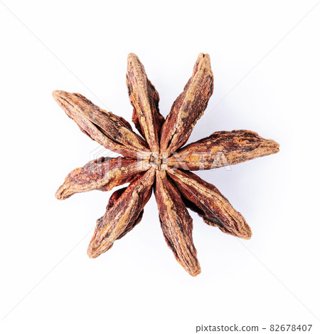 Single Chinese star anise isolated on white background. 82678407