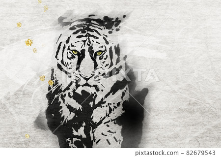 虎年生肖賀年卡虎虎護身符辟邪魔法日本紙 照片素材 圖片 圖庫