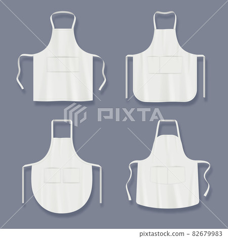 Aprons mockup. Realistic clothes for kitchen cook barman preparing food decent vector aprons collections 82679983