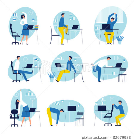 Office syndrome. Stressed workers people with healthy problems headache neck and back destroyed recent vector people 82679988