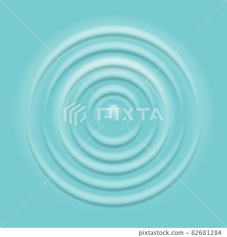 Splash water. Realistic ripple on water surface. Clean macro 3d droplet falling on blue aqua, round puddle in swimming pool. Radial circle texture, vector isolated illustration 82681284