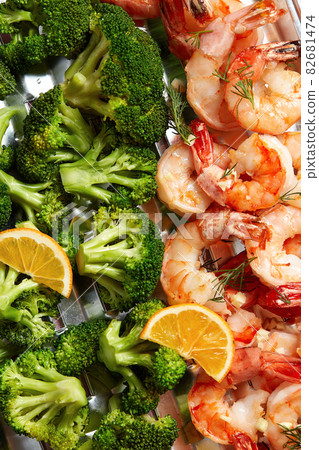 stir-fried mixed vegetable with shrimps - healthy food style stir-fried mixed vegetable with shrimps - healthy food style 82681474