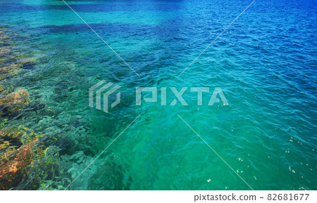 Blue rippled sea water and seabed Blue rippled sea water and seabed 82681677