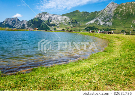 Lac De La Cour and Mountain landscape in The Grand-Bornand, France 82681786