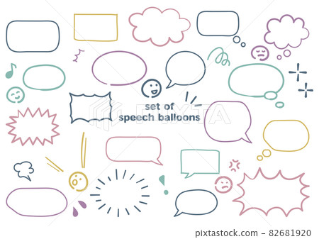 Handwritten simple and colorful speech bubble set Handwritten simple and colorful speech bubble set 82681920