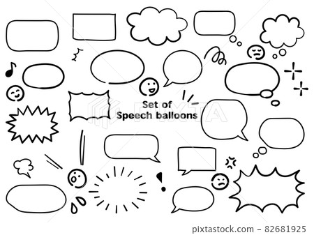 簡單的手寫語音氣泡設置黑白 簡單的手寫語音氣泡設置黑白 82681925