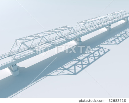 Modern truss bridge aerial view, 3d render 82682318