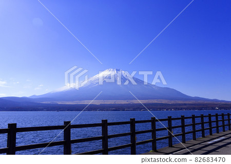 Mount Fuji from Lake Yamanaka water park 82683470