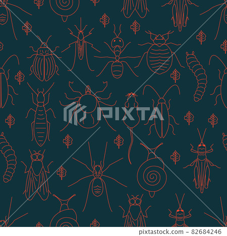 Pest seamless linear pattern of red insects 82684246