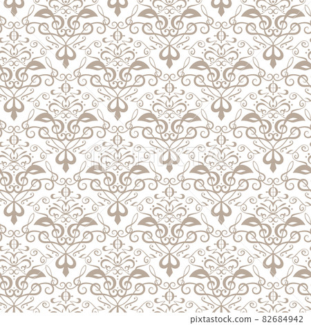 錦緞圖案與音樂符號motif_seamless pattern_beige 82684942