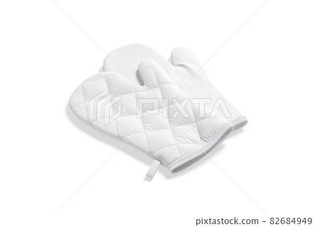 Blank white oven mitt mockup pair, side view Blank white oven mitt mockup pair, side view 82684949
