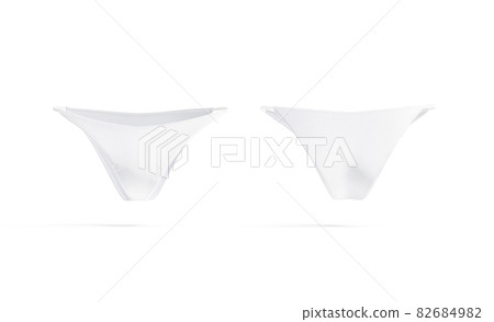 Blank white woman bikini swimming trunks mockup, front back view Blank white woman bikini swimming trunks mockup, front back view 82684982