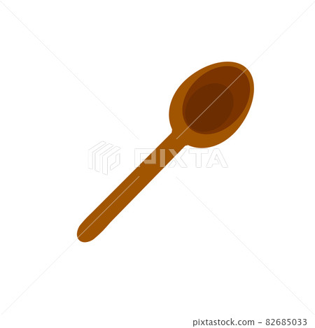 Wooden spoon. Kitchen utensils for food. Flat cartoon illustration 82685033